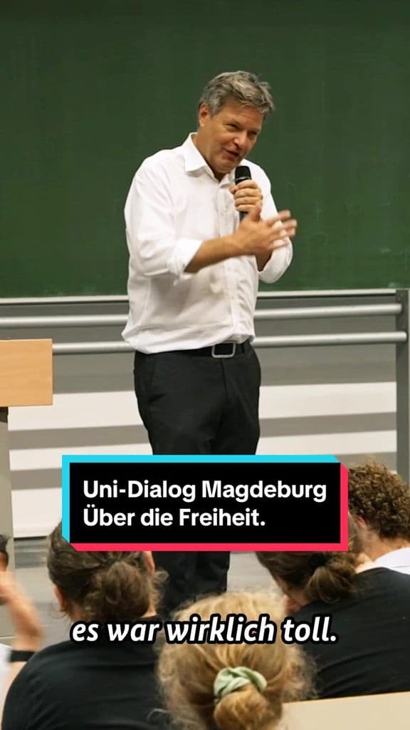 „Was bewegt Sie, was treibt Sie an?" ~ Die etwas grundsätzlichere Antwort beim Dialog im Hörsaal 1 der Uni Magdeburg im Video. #Habeck