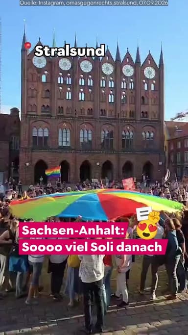 Rechtsextremismus ist niemals normal! Nach dem Schock am Wahlsonntag haben gestern in mindestens 23 Orten Tausende Menschen gegen die AfD protestiert, allein in Berlin waren über 14.000 auf den Straßen. Überall in Deutschland denken gerade Menschen an alle in Sachsen-Anhalt, die Sorge vor der Politik der Rechtsextremen haben. Ihr seid nicht allein ❤️